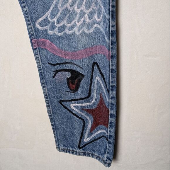 Vintage custom graffiti jeans anime neon genesis evangelion lee riders 12 - Picture 3 of 12